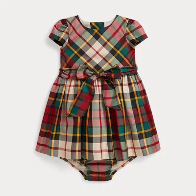 Ralph Lauren Babies'  Plaid Twill Dress & Bloomer In Brown