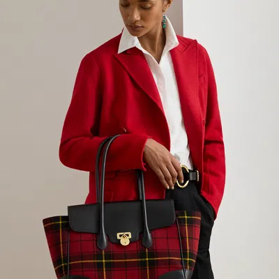 Ralph Lauren Plaid Twill Large Tanner Satchel