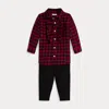Ralph Lauren Plaid Twill Shirt & Jersey Legging Set In Multi