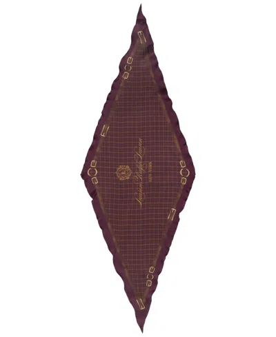 Ralph Lauren Plaid With Belting Border Small Diamond Scarf In Dark Garnet