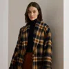 Ralph Lauren Plaid Wool-blend Shawl-collar Wrap Coat In Multi