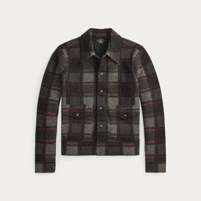 Ralph Lauren Plaid Wool Cardigan In Grey Multi