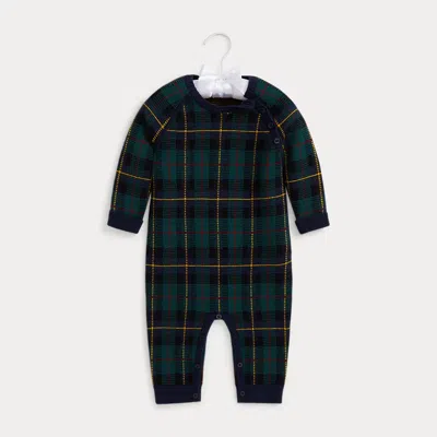 Ralph Lauren Babies'  Plaid Wool Coverall In Blue