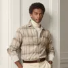 Ralph Lauren Plaid Wool-silk-cashmere Shirt In Brown