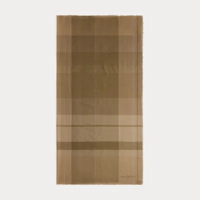 Ralph Lauren Plaid Wool Square Scarf In Brown