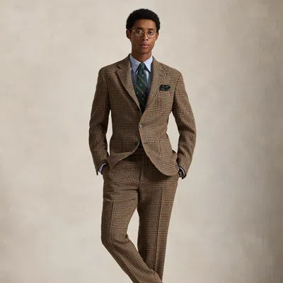 Ralph Lauren Plaid Wool Suit Trouser In Brown