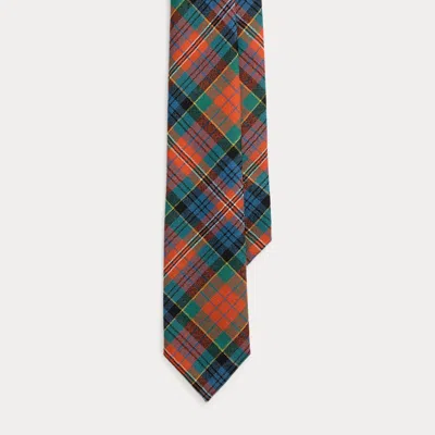 Polo Ralph Lauren Plaid Wool Tie In Orange Multi