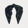 Ralph Lauren Plaid Wool Triangle Wrap Scarf In Blue