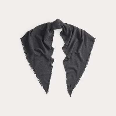 Ralph Lauren Plaid Wool Triangle Wrap Scarf In Blue