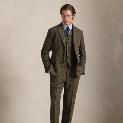 Ralph Lauren Plaid Wool Tweed Suit Trouser In Brown