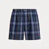 Ralph Lauren Plaid Woven Cotton Boxer In Blue