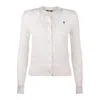 RALPH LAUREN RALPH LAUREN PLAITED COTTON CREW NECK CARDIGAN WHITE