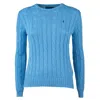 Polo Ralph Lauren Ralph Lauren Plaited Cotton Crewneck Pullover In Blue
