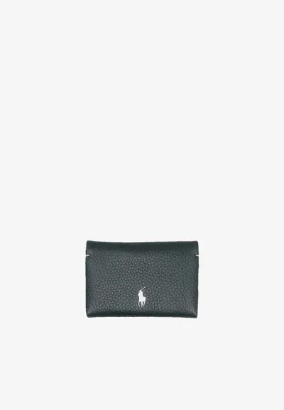 Ralph Lauren Play Leather Snap Cardholder In Black