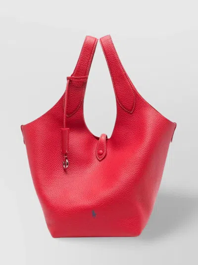 Ralph Lauren Play Textured Leather Top Handle Tote In Red
