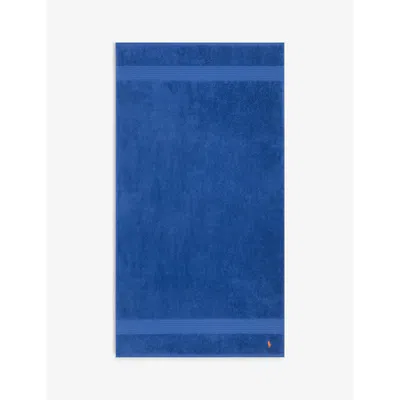 Ralph Lauren Iris Blue Player Logo-embroidered Cotton Tow In Blue