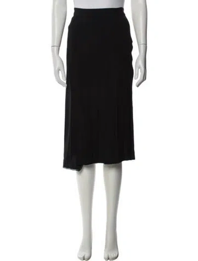 Pre-owned Ralph Lauren Pleated Accents Midi Length Skirt In Black