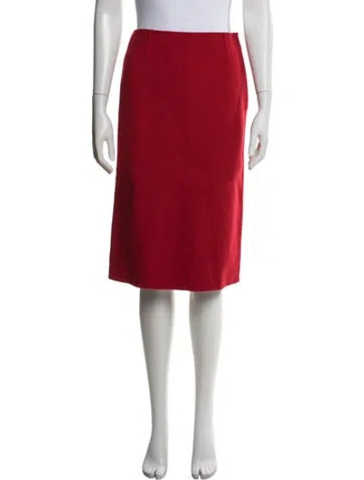 Pre-owned Ralph Lauren Pleated Accents Midi Length Skirt In Red