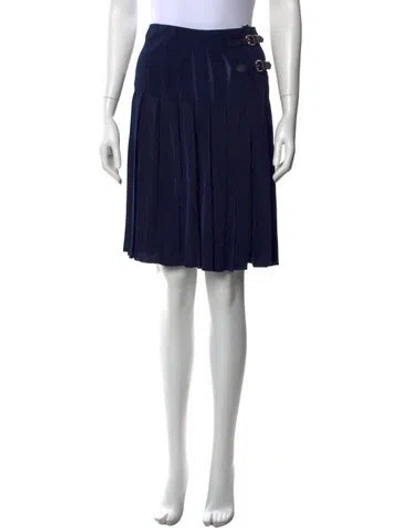 Pre-owned Ralph Lauren Pleated Accents Midi Length Skirt W/ Tags In Blue