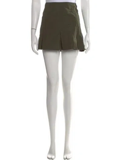 Pre-owned Ralph Lauren Pleated Accents Mini Skirt W/ Tags In Green