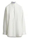 Ralph Lauren Pleated Bib Kirstin Cotton Shirt In White