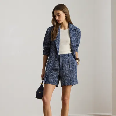 Ralph Lauren Pleated Bouclé Short In Blue