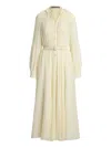 Ralph Lauren Pleated Button-up Midi Dress In Neutral