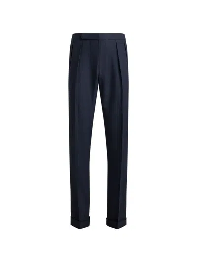 Ralph Lauren Pleated Check Trousers In Blue
