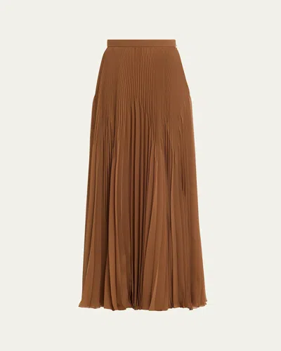 Ralph Lauren Pleated Chiffon Maxi Skirt In Brown
