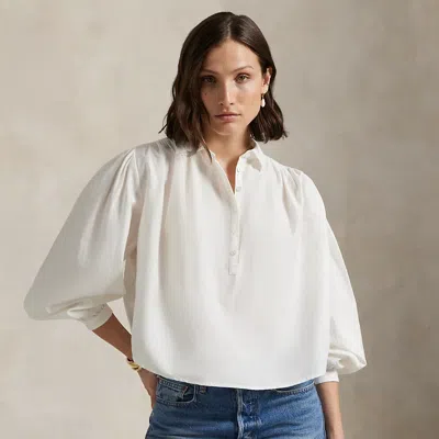Ralph Lauren Pleated Cotton-silk Blouse