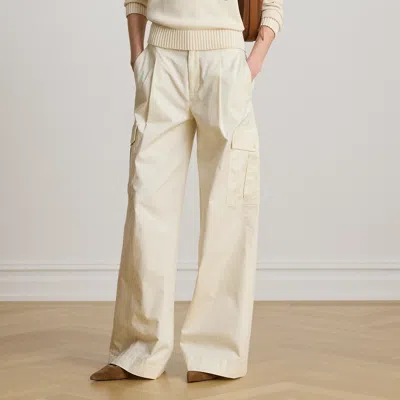 Ralph Lauren Pleated Cotton Twill Wide-leg Cargo Pant In Mascarpone Cream In Neutral
