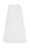 Polo Ralph Lauren Pleated Cotton Voile Midi Skirt In White