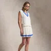 Polo Ralph Lauren Pleated Cricket Skort In White/blue