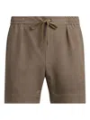 Ralph Lauren Pleated Drawstring Shorts In Brown