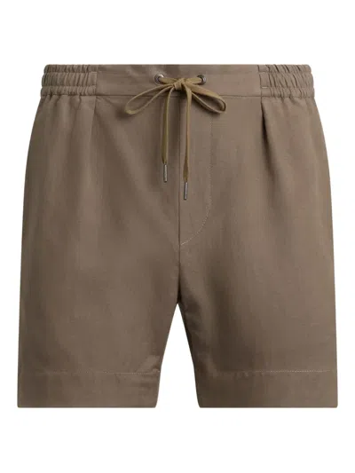Ralph Lauren Pleated Drawstring Shorts In Brown