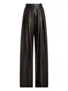 Ralph Lauren Lambskin Kelsie Trousers In Black