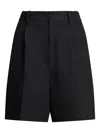 Ralph Lauren Pleated Linen Tailored Shorts In Black