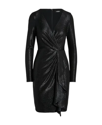 Polo Ralph Lauren Pleated Long-sleeved Dress In Black