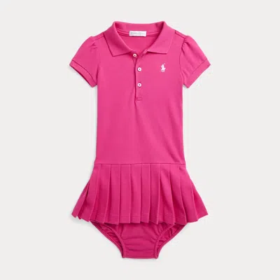 Ralph Lauren Kids' Pleated Mesh Polo Dress & Bloomer In Pink
