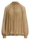 Ralph Lauren Pleated Mock-neck Blouse In Multi