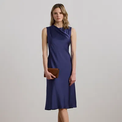 Ralph Lauren Pleated Satin Charmeuse Cocktail Dress