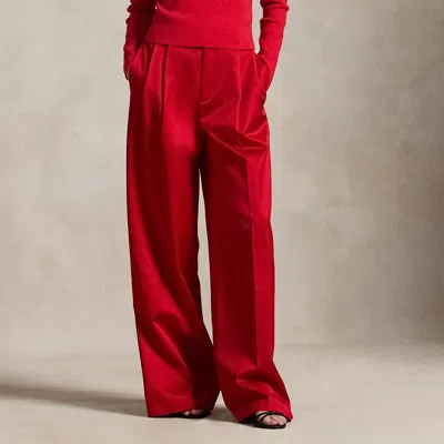 Ralph Lauren Pleated Satin Wide-leg Pant In Red