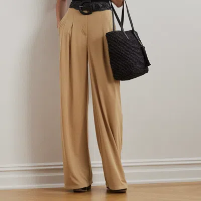 Ralph Lauren Pleated Stretch Jersey Wide-leg Pant In Brown