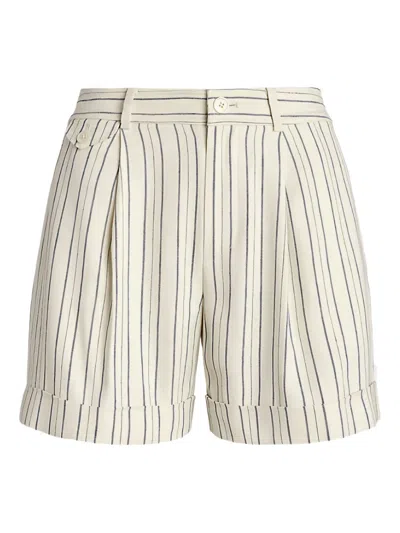 Ralph Lauren Pleated Striped Shorts In Neutral