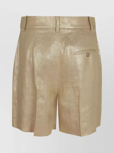 Ralph Lauren Pleated Trousers Metallic Finish In Brown