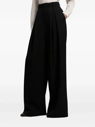 Ralph Lauren Pleated Wide-leg Trousers In Black