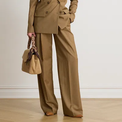 Ralph Lauren Pleated Wool Pant In Honey Tan