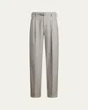 Ralph Lauren Pleated Wool Straight-leg Trousers In Gray