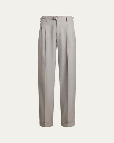 RALPH LAUREN PLEATED WOOL STRAIGHT-LEG TROUSERS