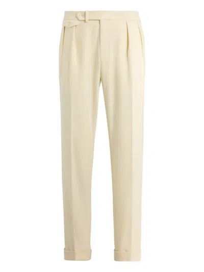 Ralph Lauren Pleated Wool Trousers In Black